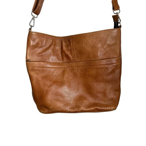 Still Nordic Leather Cross Body Purse Caramel Brown 14 in x 12 in x 5 in - Picture 7 of 10